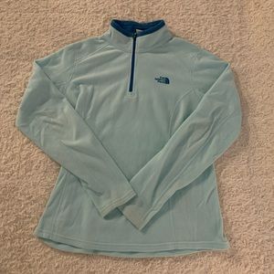 North Face half-zip lightweight light blue fleece